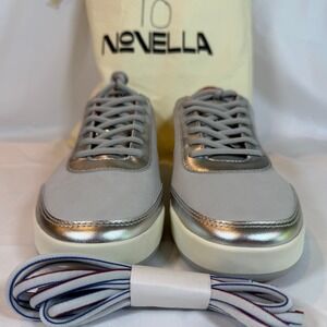 Novella No 1063 Mens Grey Silver Metallic Low Top Sneakers Luxury 10